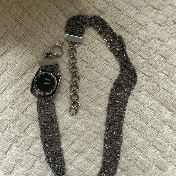 Silver Chain Watch with Black Dial - Picture 2 of 2